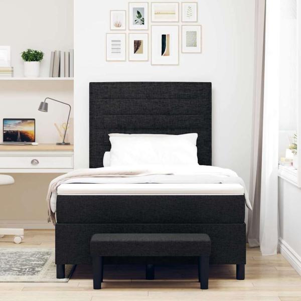 Boxspringbett mit Kopfteil Schwarz 120 x 190 cm Stoff