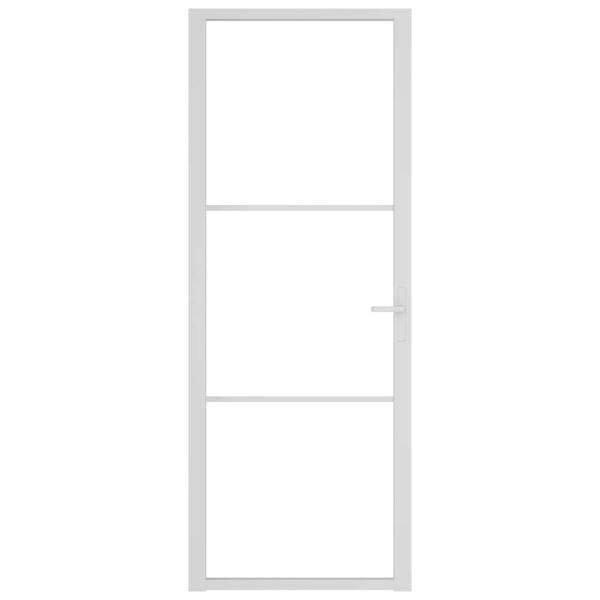 Innentür 76x201,5 cm Weiß ESG-Glas und Aluminium