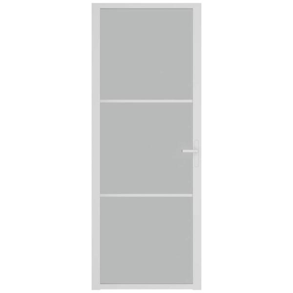 Innentür 76x201,5 cm Weiß Mattglas und Aluminium