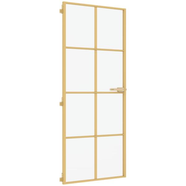 Innentür Schlank Golden 93x201,5 cm Hartglas und Aluminium