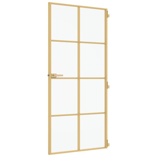 Innentür Schlank Golden 93x201,5 cm Hartglas und Aluminium