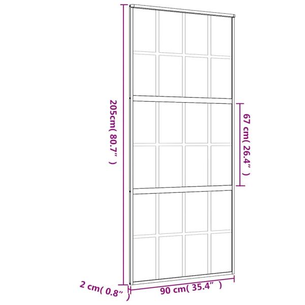 Schiebetür Golden 90x205 cm ESG-Klarglas und Aluminium