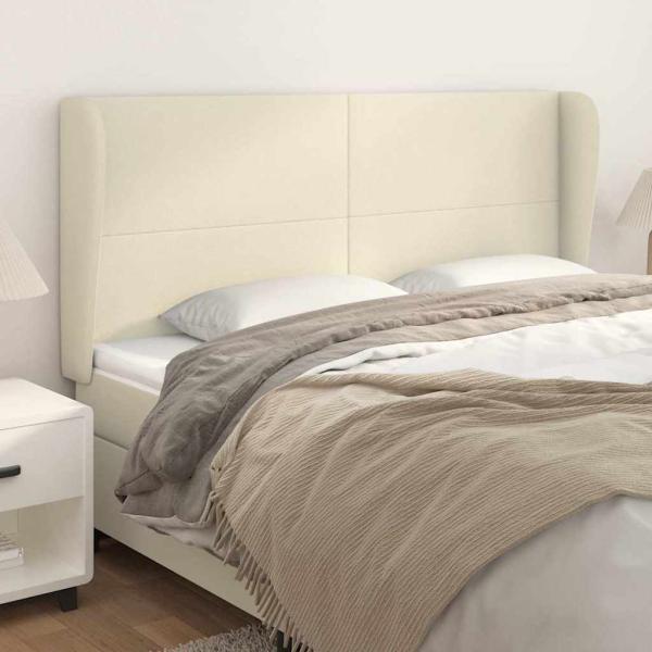 ARDEBO.de - Kopfteil mit Ohren Creme 163x23x118/128 cm Kunstleder