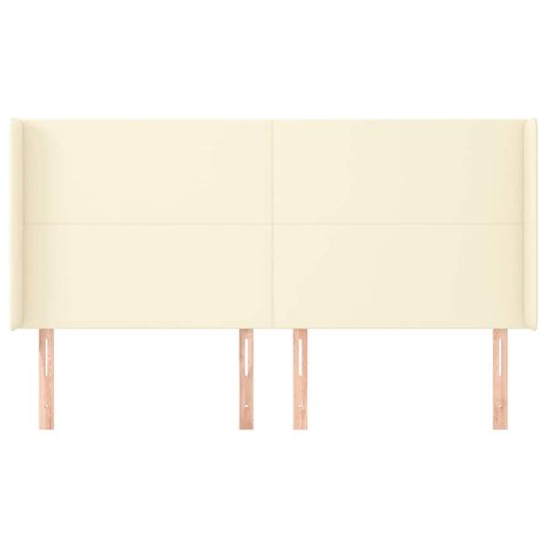 Kopfteil mit Ohren Creme 163x16x118/128 cm Kunstleder