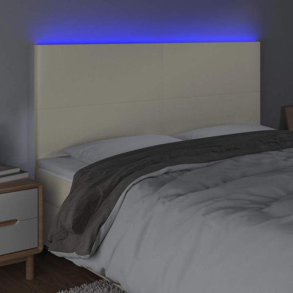 LED Kopfteil Creme 160x5x118/128 cm Kunstleder