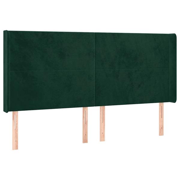 LED Kopfteil Dunkelgrün 183x16x118/128 cm Samt