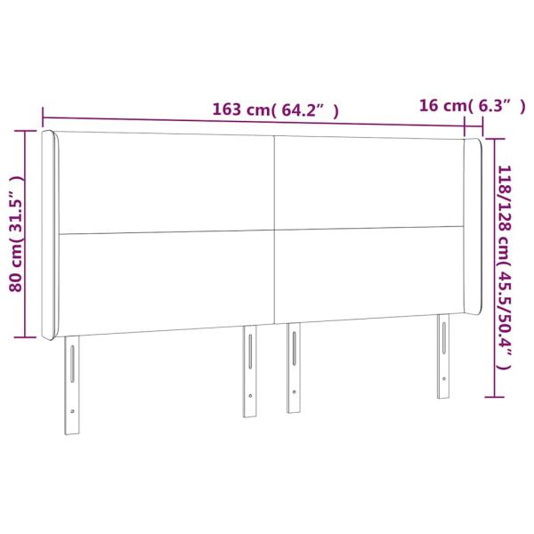 LED Kopfteil Creme 163x16x118/128 cm Kunstleder