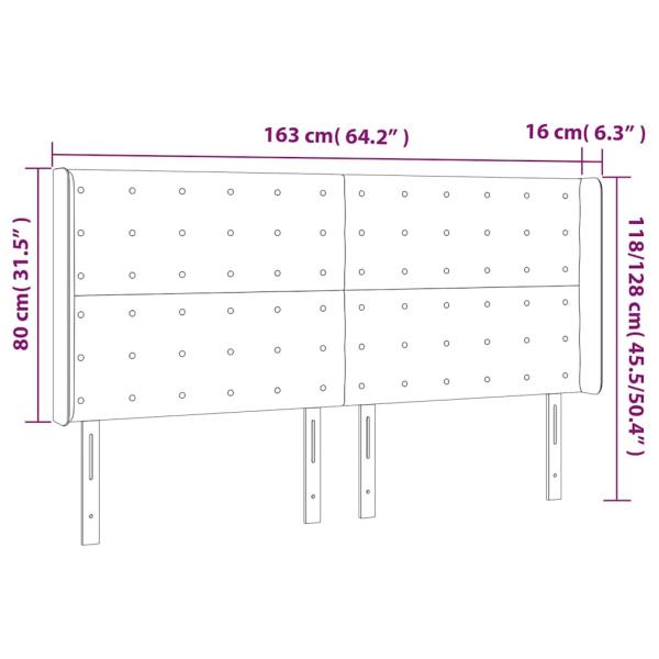 LED Kopfteil Dunkelbraun 163x16x118/128 cm Stoff