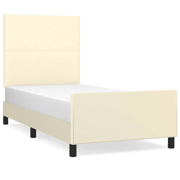 Bettgestell mit Kopfteil Creme 80x200 cm Kunstleder