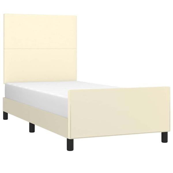 Bettgestell mit Kopfteil Creme 80x200 cm Kunstleder
