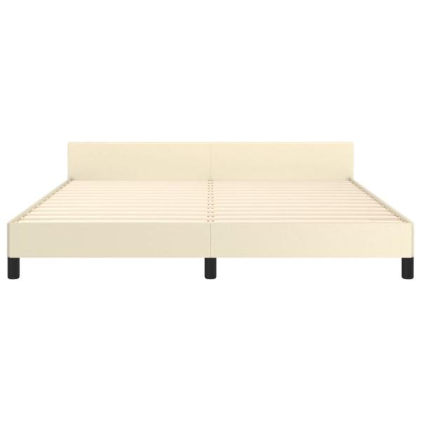 Bettgestell mit Kopfteil Creme 160x200 cm Kunstleder