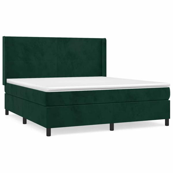 Boxspringbett mit Matratze Dunkelgrün 180x200 cm Samt