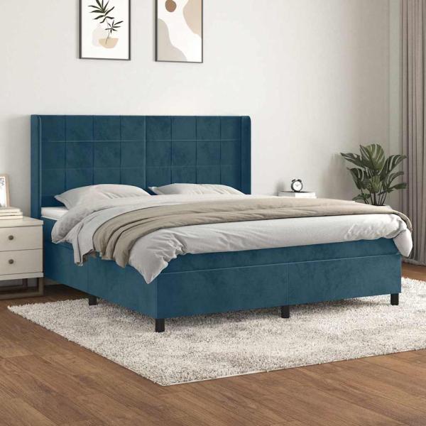 ARDEBO.de - Boxspringbett mit Matratze Dunkelblau 160x200 cm Samt