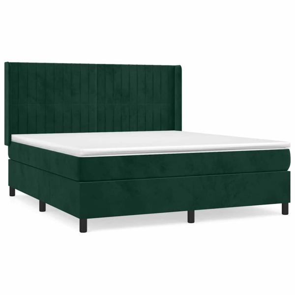 Boxspringbett mit Matratze Dunkelgrün 160x200 cm Samt