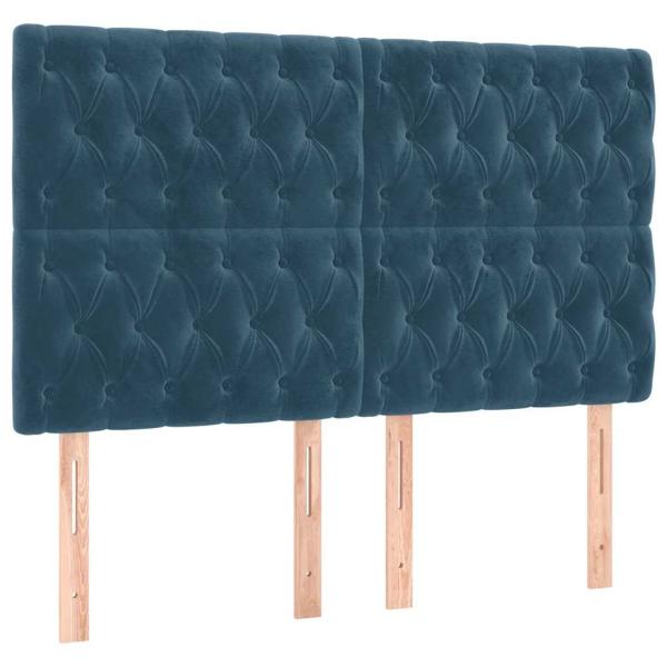Boxspringbett mit Matratze Dunkelblau 140x190 cm Samt