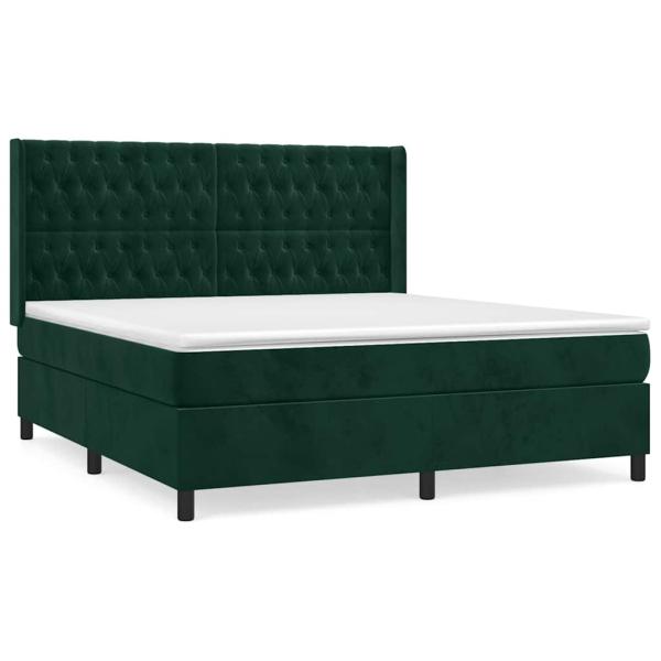 Boxspringbett mit Matratze Dunkelgrün 180x200 cm Samt