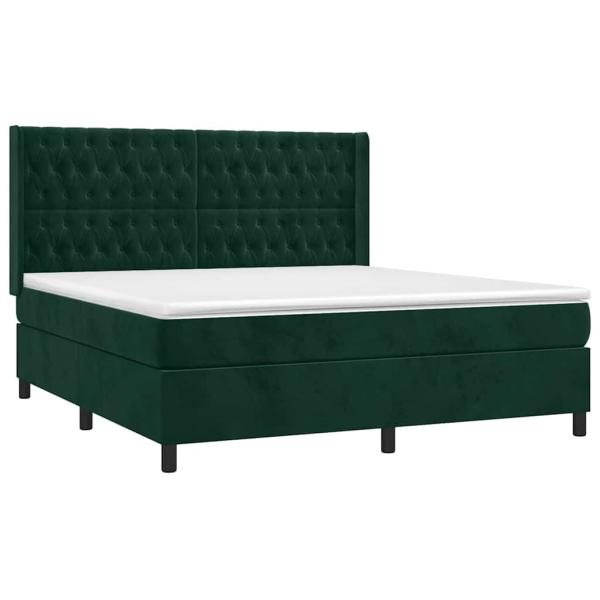 Boxspringbett mit Matratze Dunkelgrün 180x200 cm Samt