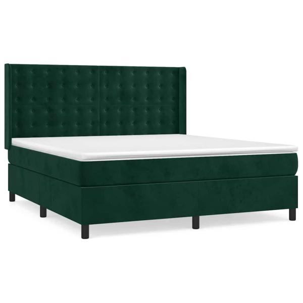 Boxspringbett mit Matratze Dunkelgrün 180x200 cm Samt