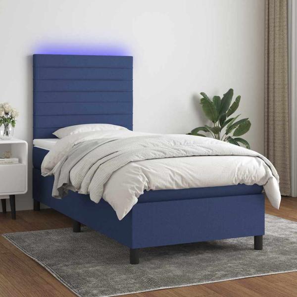 ARDEBO.de - Boxspringbett mit Matratze & LED Blau 80x200 cm Stoff