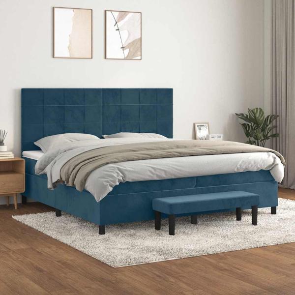 ARDEBO.de - Boxspringbett mit Matratze Dunkelblau 200x200 cm Samt