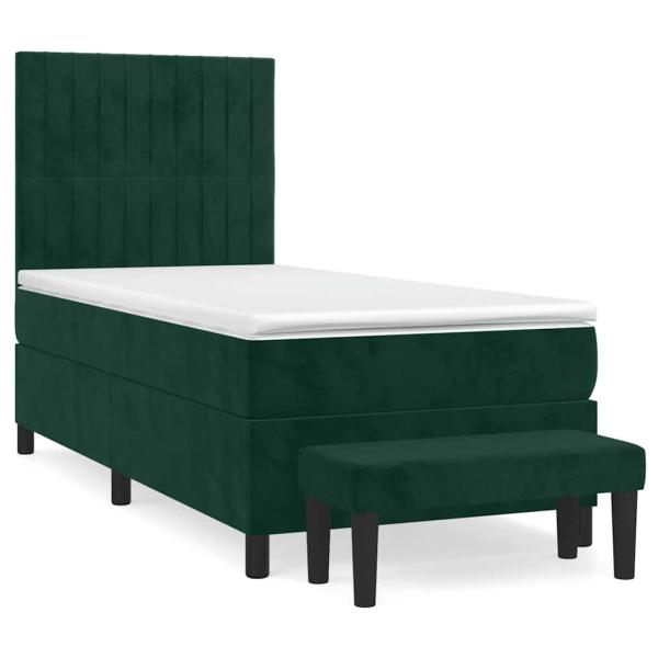 Boxspringbett mit Matratze Dunkelgrün 100x200 cm Samt