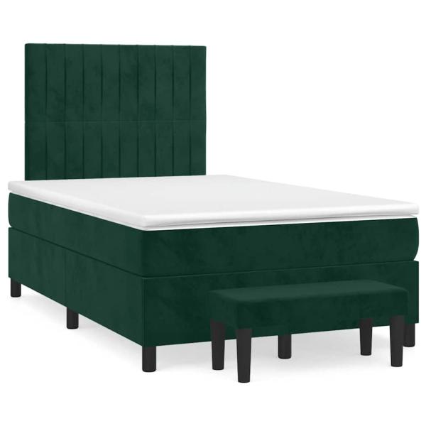 Boxspringbett mit Matratze Dunkelgrün 120x200 cm Samt