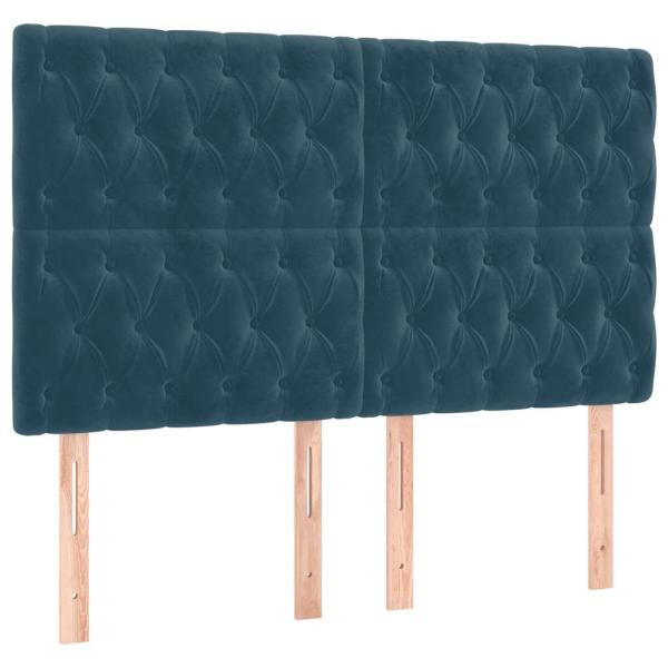 Boxspringbett mit Matratze Dunkelblau 140x200 cm Samt