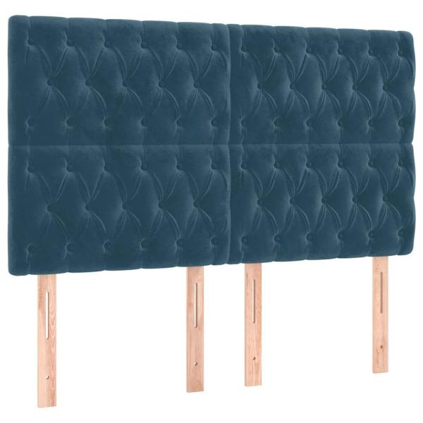 Boxspringbett mit Matratze Dunkelblau 160x200 cm Samt