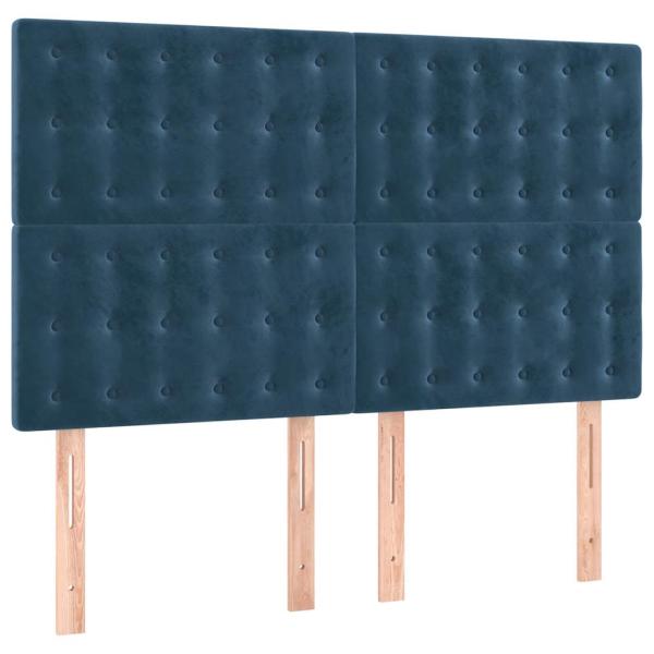 Boxspringbett mit Matratze Dunkelblau 140x200 cm Samt