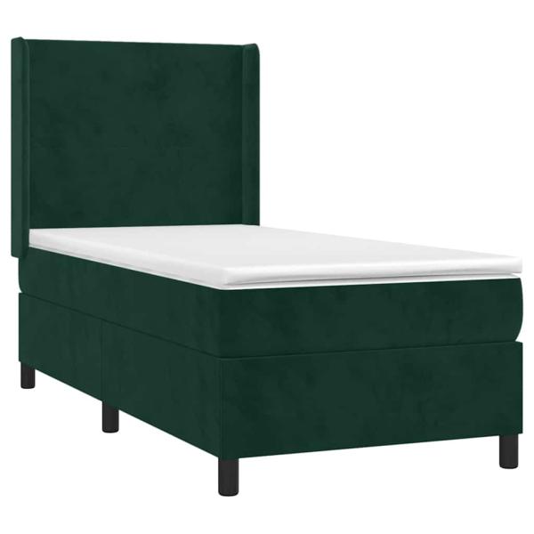 Boxspringbett mit Matratze & LED Dunkelgrün 90x200 cm Samt