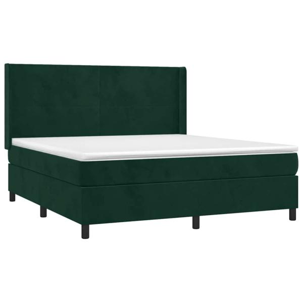 Boxspringbett mit Matratze & LED Dunkelgrün 160x200 cm Samt