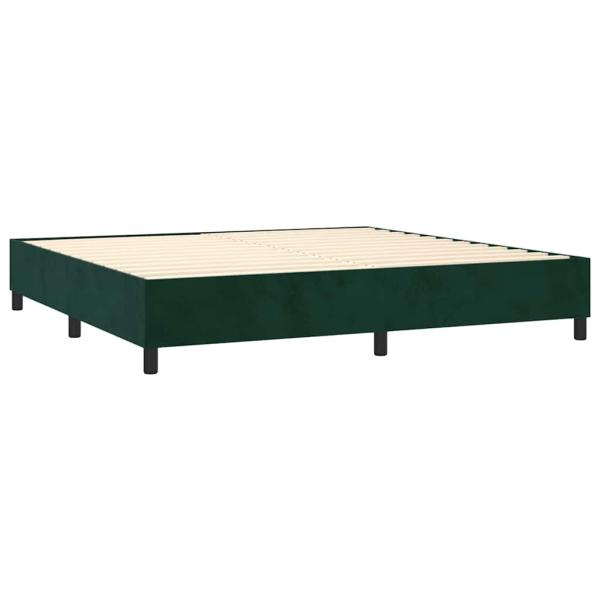 Boxspringbett mit Matratze & LED Dunkelgrün 200x200 cm Samt