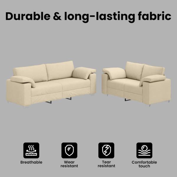 Sofa 2 pcs Creme 219 x 80 x 82 cm Stoff