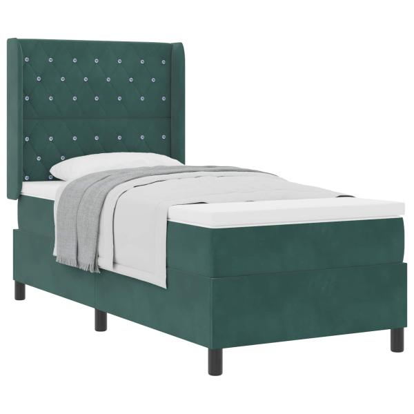 Boxspringbett mit Matratze Dunkelgrün 100 x 200 cm Samt