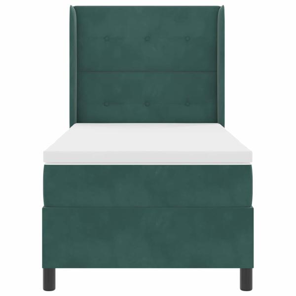 Boxspringbett mit Matratze Dunkelgrün 80 x 200 cm Samt