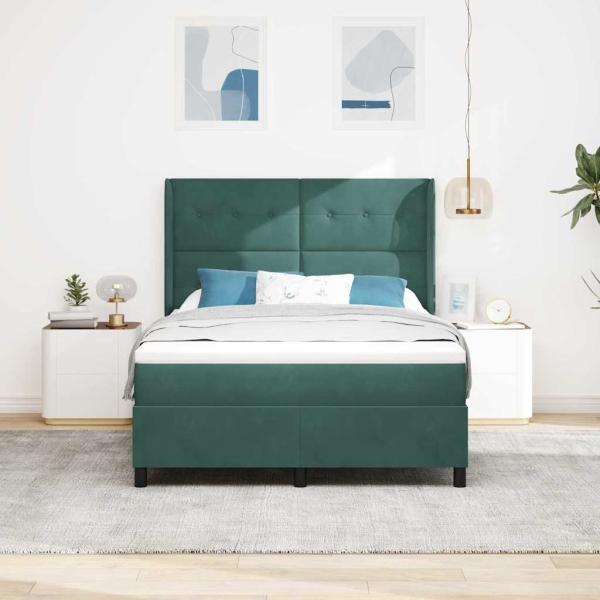 Boxspringbett mit Matratze Dunkelgrün 140 x 190 cm Samt
