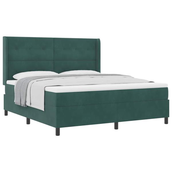 Boxspringbett mit Matratze Dunkelgrün 180 x 200 cm Samt