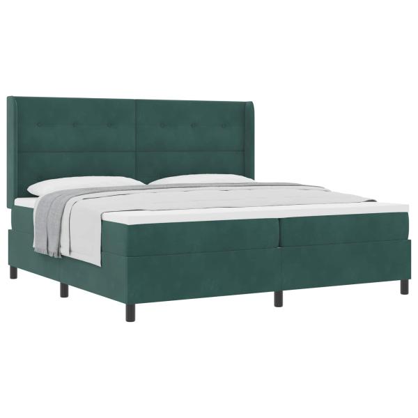 Boxspringbett mit Kopfteil Dunkelgrün 200 x 200 cm Samt