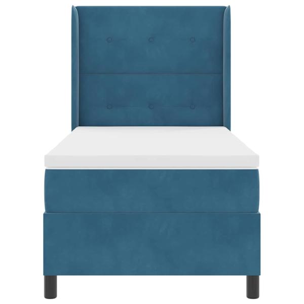 Boxspringbett mit Matratze mit LED Blau 80 x 200 cm Samt