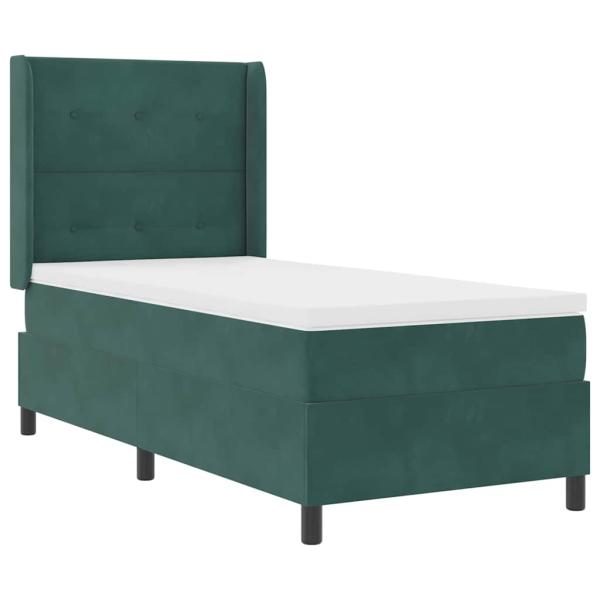 Boxspringbett mit LED-Lichtleisten Dunkelgrün 90 x 190 cm Samt