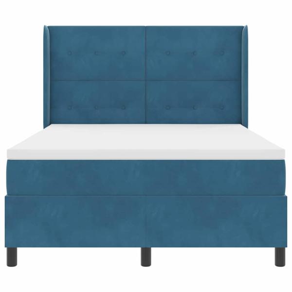 Boxspringbett mit LED-Lichtleisten Blau 140 x 190 cm Samt
