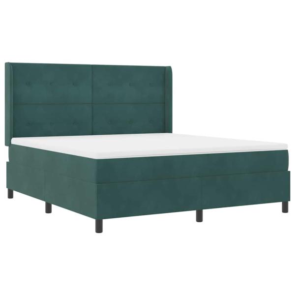 Boxspringbett mit Matratze mit LED Dunkelgrün 180 x 200 cm Samt