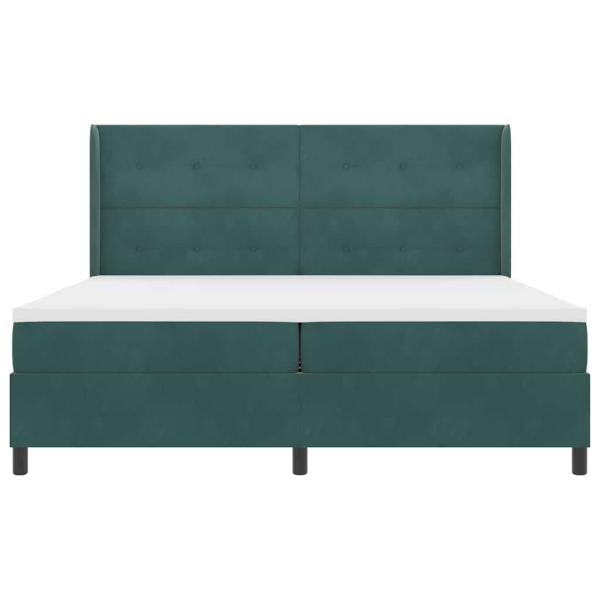 Boxspringbett mit Matratze mit LED Dunkelgrün 200 x 200 cm Samt