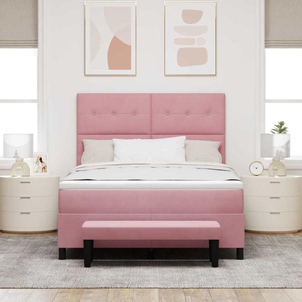 Boxspringbett mit Kissen mit Kopfteil Rosa 190 x 140 cm Samt