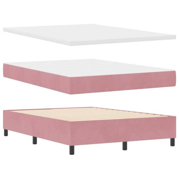 Boxspringbett mit Kissen mit Kopfteil Rosa 190 x 140 cm Samt