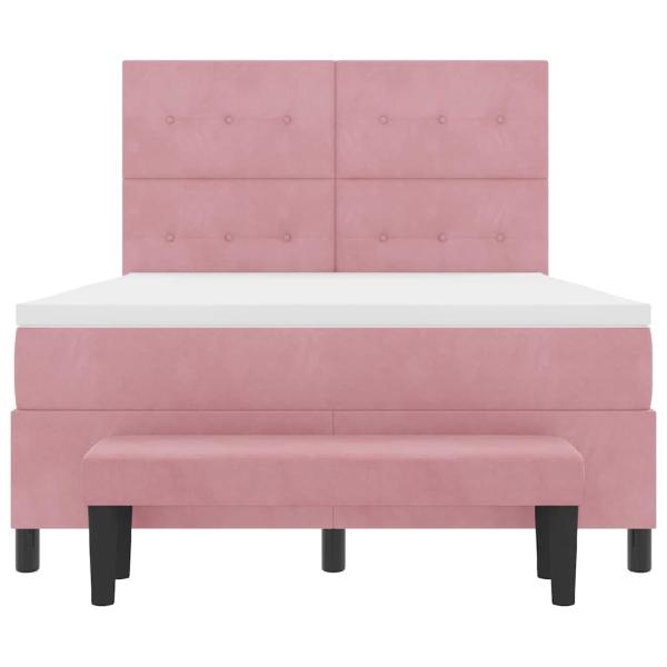 Boxspringbett mit Kissen mit Kopfteil Rosa 200 x 140 cm Samt