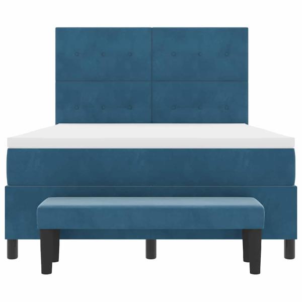 Boxspringbett mit Kopfteil Dunkelblau 200 x 160 cm Samt