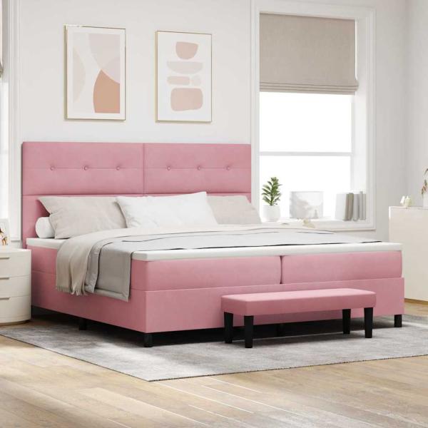 ARDEBO.de - Boxspringbett mit Matratze mit Kopfteil Rosa 200 x 200 cm Samt