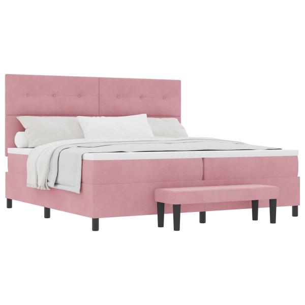 Boxspringbett mit Matratze mit Kopfteil Rosa 200 x 200 cm Samt