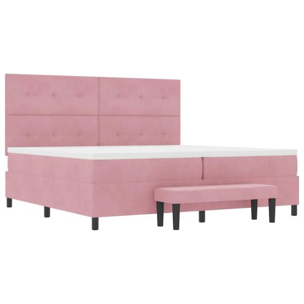 Boxspringbett mit Matratze mit Kopfteil Rosa 200 x 200 cm Samt
